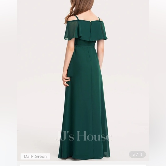 Desert rose color A-line Off the Shoulder Chiffon Junior Bridesmaid Dress - Picture 5 of 6